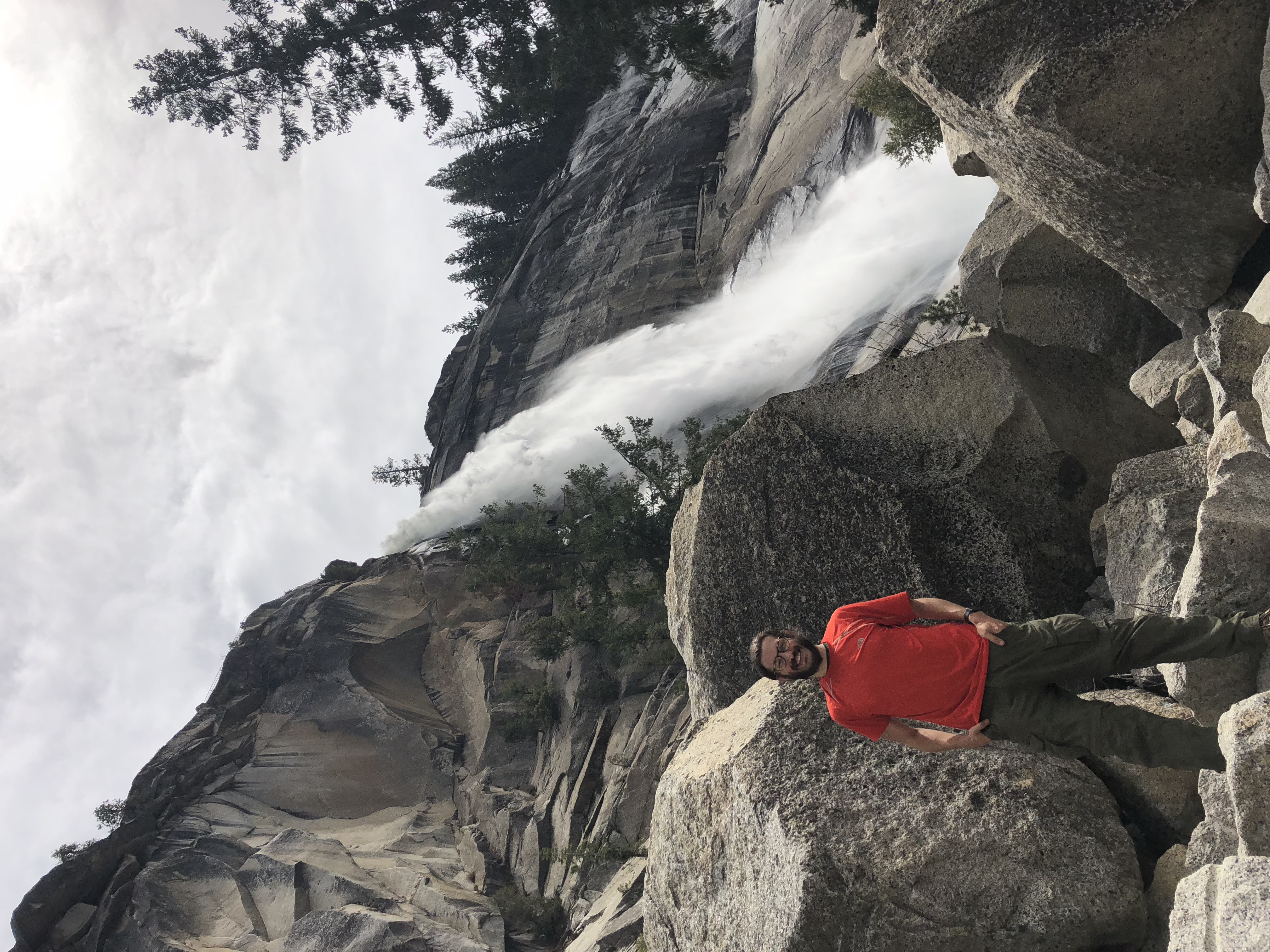 the author standing in front of Nevada Fall